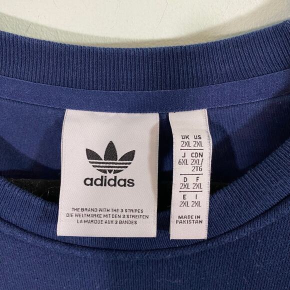 Adidas Men Navy Blue Trefoil Essentials Crew Pullover Sweatshirt Size XXL - Picture 4 of 9